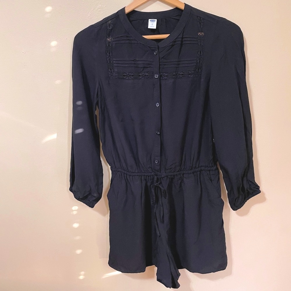 boho lace black long sleeve romper |cozy one piece